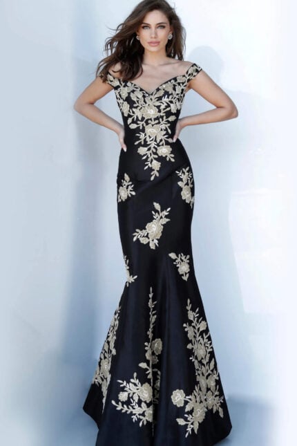 mermaid black and gold dress 00635