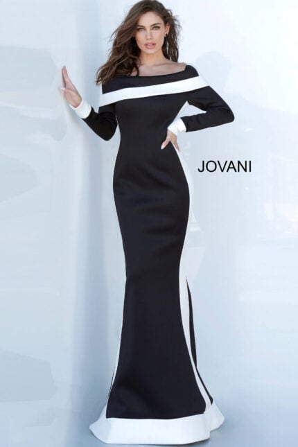 black and white long sleeve dress 4062